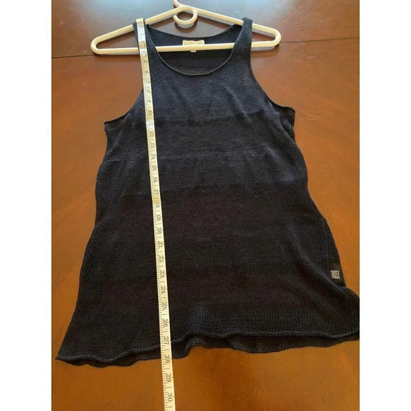 Eileen Fisher Semi-sheer Navy Striped 100% Linen Tank Lightweight Sweater Feel X - Picture 11 of 12